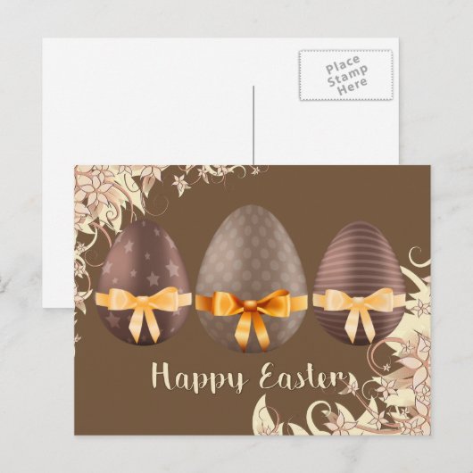 Happy Easter, Choco Easter Eggs Feestdagenkaart (Voorkant / Achterkant)