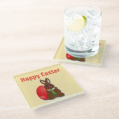 Happy easter-chocolademonnetje glazen onderzetter (Schuin)