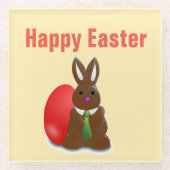 Happy easter-chocolademonnetje glazen onderzetter (Voorkant)