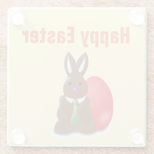 Happy easter-chocolademonnetje glazen onderzetter (Achterkant)
