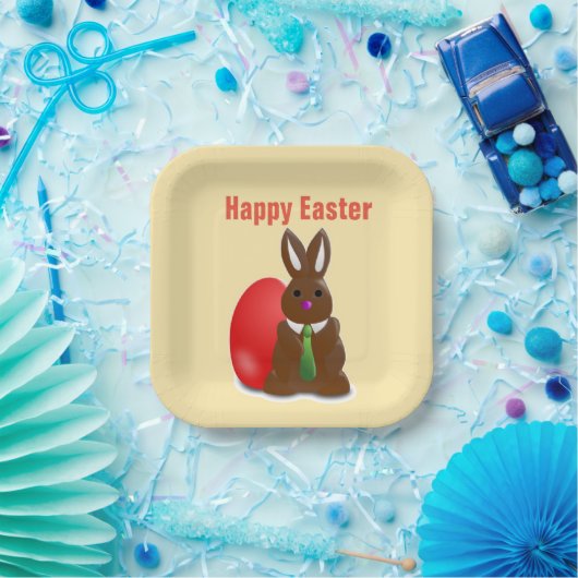 Happy easter-chocolademonnetje papieren bordje (Feest)