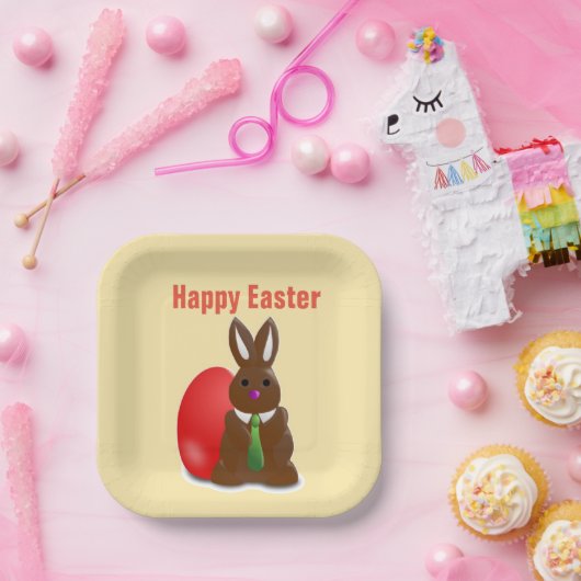 Happy easter-chocolademonnetje papieren bordje (Feest)