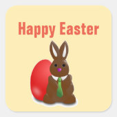 Happy easter-chocolademonnetje vierkante sticker (Voorkant)