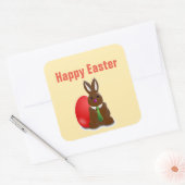 Happy easter-chocolademonnetje vierkante sticker (Envelop)