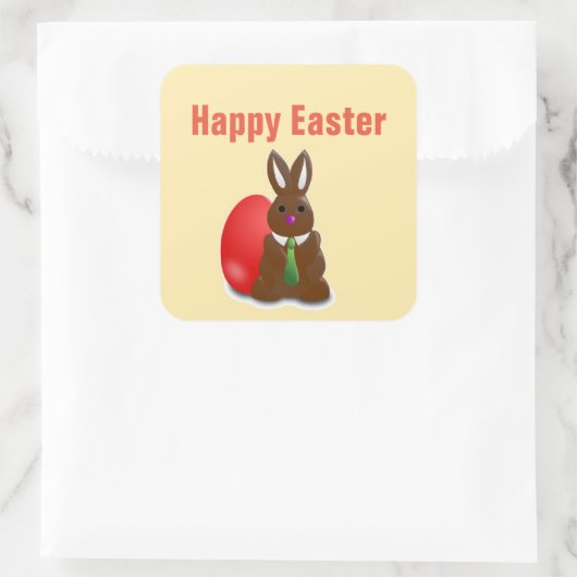 Happy easter-chocolademonnetje vierkante sticker (Tas)