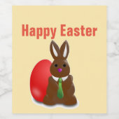 Happy easter-chocolademonnetje wijn etiket (Enkel label)