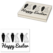 Happy Easter Chocolate Bunnies en Carrots Stamp Rubberstempel (Gestempeld)