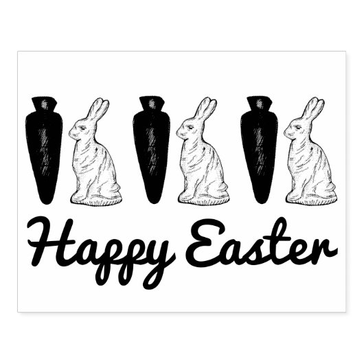 Happy Easter Chocolate Bunnies en Carrots Stamp Rubberstempel (Afrduk)