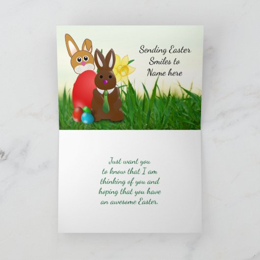 Happy Easter Chocolate Bunny Boy Feestdagen Kaart (Binnen)