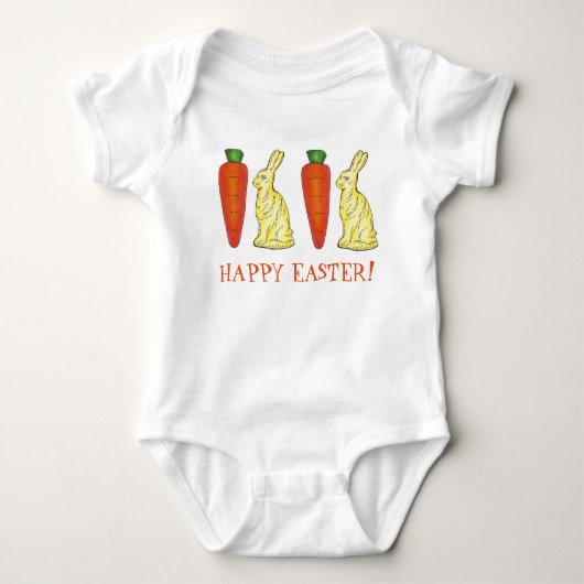 Happy Easter Chocolate Bunny Bunnies Oranje Carrot Romper (Voorkant)
