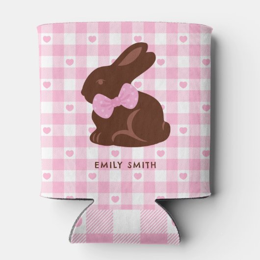 Happy Easter Chocolate Bunny Pink Foam Koelbox Blikjeskoeler (Achterkant)