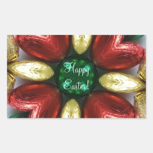 Happy Easter Chocolate Eggs Kaleidoscope Flower Rechthoekige Sticker (Voorkant)