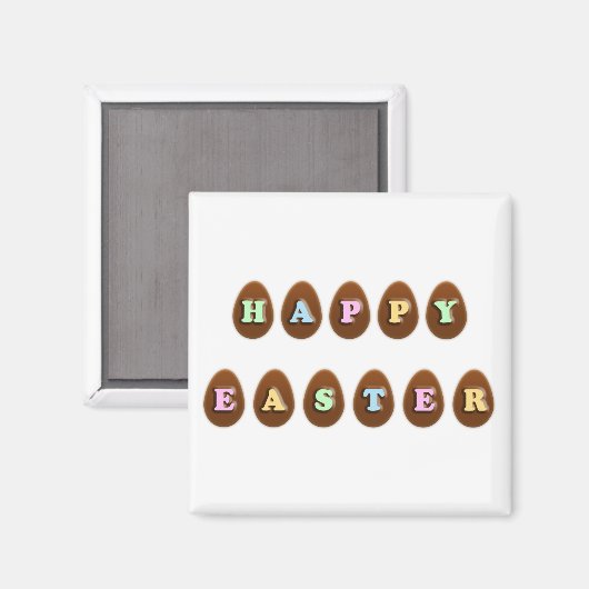 Happy Easter Chocolate Eggs Magneet (Voorkant / Achterkant)