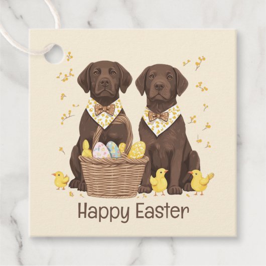 Happy Easter Chocolate Labrador Retriever Honden Bedankjes Labels (Voorkant)