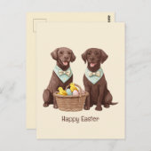 Happy Easter Chocolate Labrador Retriever Honden Briefkaart (Voorkant / Achterkant)