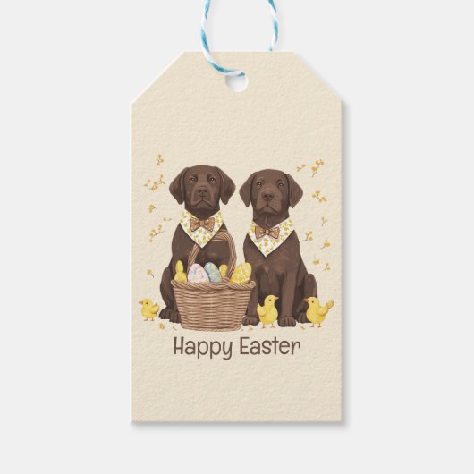 Happy Easter Chocolate Labrador Retriever Honden Cadeaulabel (Voorkant)