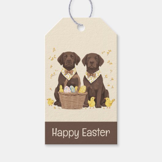 Happy Easter Chocolate Labrador Retriever Honden Cadeaulabel (Voorkant)