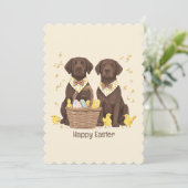Happy Easter Chocolate Labrador Retriever Honden Feestdagenkaart (Staand voorkant)