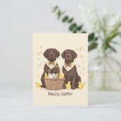Happy Easter Chocolate Labrador Retriever Honden Feestdagenkaart (Staand voorkant)
