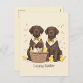 Happy Easter Chocolate Labrador Retriever Honden Feestdagenkaart (Voorkant / Achterkant)