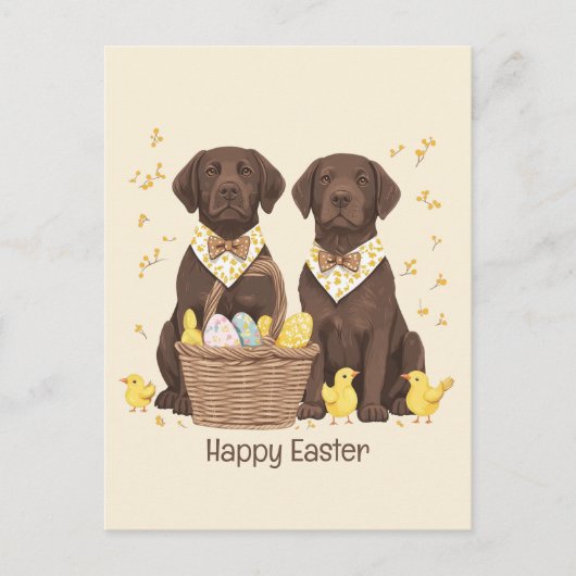 Happy Easter Chocolate Labrador Retriever Honden Feestdagenkaart (Voorkant)
