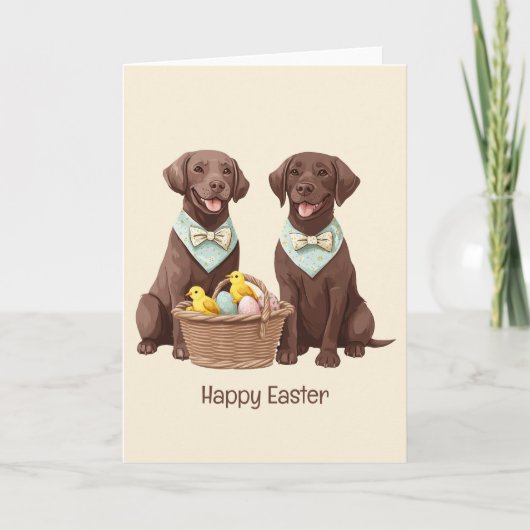 Happy Easter Chocolate Labrador Retriever Honden Kaart (Voorkant)