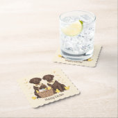 Happy Easter Chocolate Labrador Retriever Honden Kartonnen Onderzetters (Insitu)