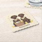 Happy Easter Chocolate Labrador Retriever Honden Kartonnen Onderzetters (Gebogen)
