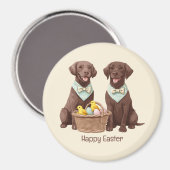 Happy Easter Chocolate Labrador Retriever Honden Magneet (Voorkant / Achterkant)
