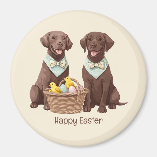 Happy Easter Chocolate Labrador Retriever Honden Magneet (Voorkant)