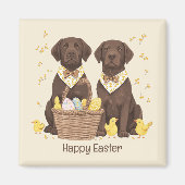 Happy Easter Chocolate Labrador Retriever Honden Magneet (Voorkant)