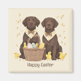 Happy Easter Chocolate Labrador Retriever Honden Magneet
