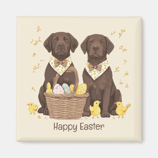 Happy Easter Chocolate Labrador Retriever Honden Magneet (Voorkant)