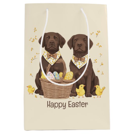 Happy Easter Chocolate Labrador Retriever Honden Medium Cadeauzakje (Voorkant)