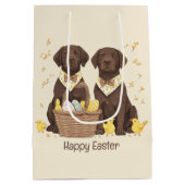 Happy Easter Chocolate Labrador Retriever Honden Medium Cadeauzakje (Achterkant)