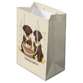 Happy Easter Chocolate Labrador Retriever Honden Medium Cadeauzakje (Achterkant Gekanteld)