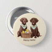 Happy Easter Chocolate Labrador Retriever Honden Ronde Button 7,6 Cm (Voorkant /achterkant)
