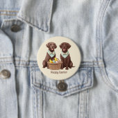 Happy Easter Chocolate Labrador Retriever Honden Ronde Button 7,6 Cm (In situ)