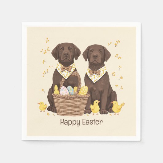 Happy Easter Chocolate Labrador Retriever Honden Servet (Voorkant)