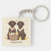 Happy Easter Chocolate Labrador Retriever Honden Sleutelhanger (Achterkant)