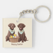 Happy Easter Chocolate Labrador Retriever Honden Sleutelhanger (Achterkant)