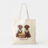 Happy Easter Chocolate Labrador Retriever Honden Tote Bag (Achterkant)
