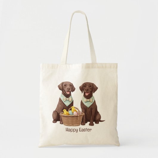 Happy Easter Chocolate Labrador Retriever Honden Tote Bag (Voorkant)