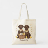 Happy Easter Chocolate Labrador Retriever Honden Tote Bag (Achterkant)