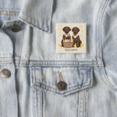 Happy Easter Chocolate Labrador Retriever Honden Vierkante Button 5,1 Cm (In situ)