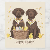 Happy Easter Chocolate Labrador Retriever Honden Wijn Etiket (Enkel label)