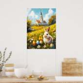 Happy Easter Christelijk Church Bunny Egg Poster (Keuken)