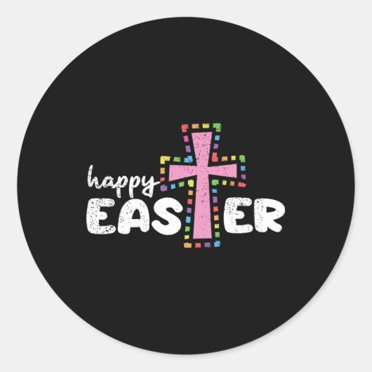 Happy Easter Christelijk Egg Spring Cross Ronde Sticker (Voorkant)