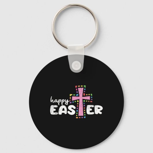 Happy Easter Christelijk Egg Spring Cross Sleutelhanger (Voorkant)
