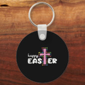 Happy Easter Christelijk Egg Spring Cross Sleutelhanger (Voorkant)